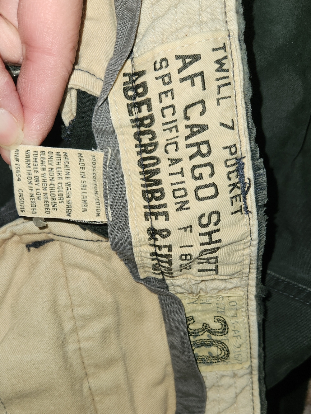 Abercrombie & Fitch Twill 7 Pocket Af Cargo Shorts- Heavy Baggy Y2K Style Sz30 - Picture 14 of 16